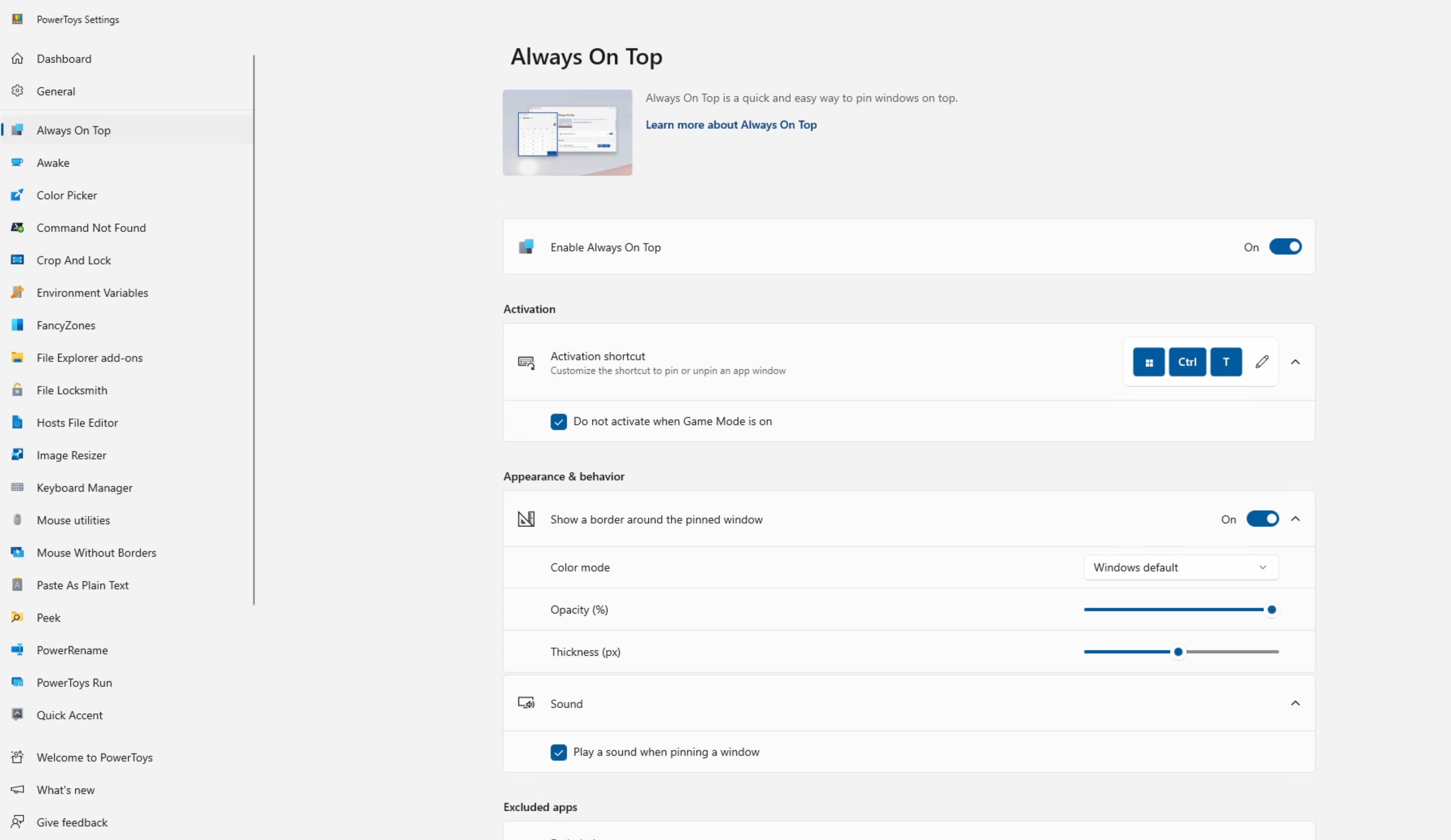 The interface will show a concise description of how to use each PowerToy