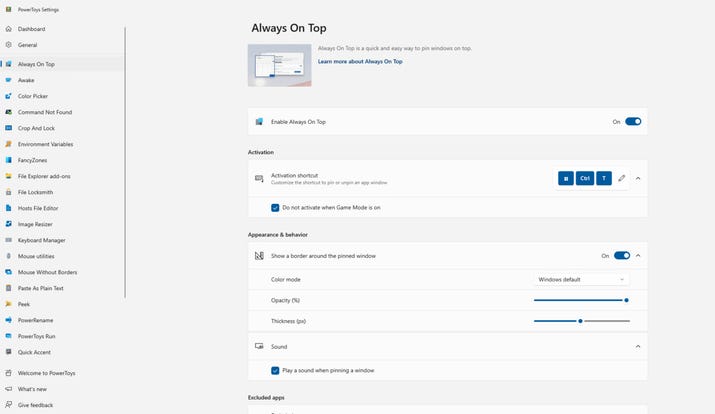 The interface will show a concise description of how to use each PowerToy The interface will show a concise description of how to use each PowerToy