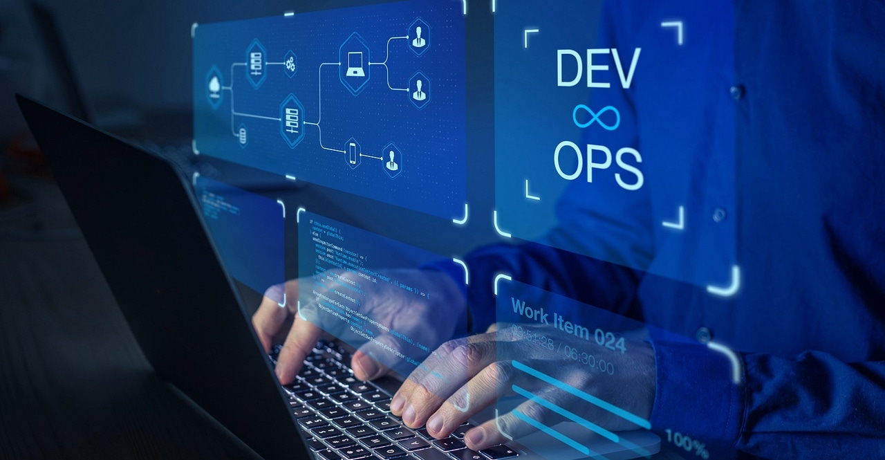 DevOps logo on computer screen DevOps logo on computer screen