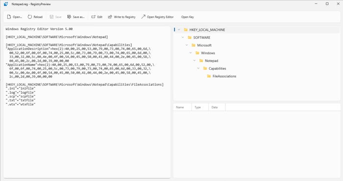 Demonstration of Registry Preview tool providing a visual preview of a .REG file Demonstration of Registry Preview tool providing a visual preview of a .REG file
