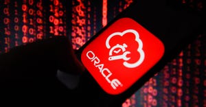 Oracle cloud logo on a screen