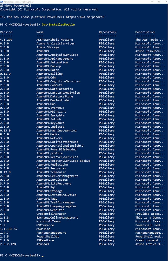 Get-InstalledModule cmdlet lists the installed PowerShell modules Get-InstalledModule cmdlet lists the installed PowerShell modules