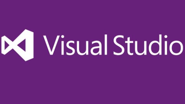 White Visual Studio logo on purple background