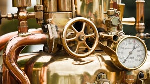 brass parts of a steam engine