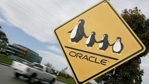 Sign: Oracle penguin crossing--Oracle announced it's turning control of Java EE over to the nonprofit Eclipse Foundation.