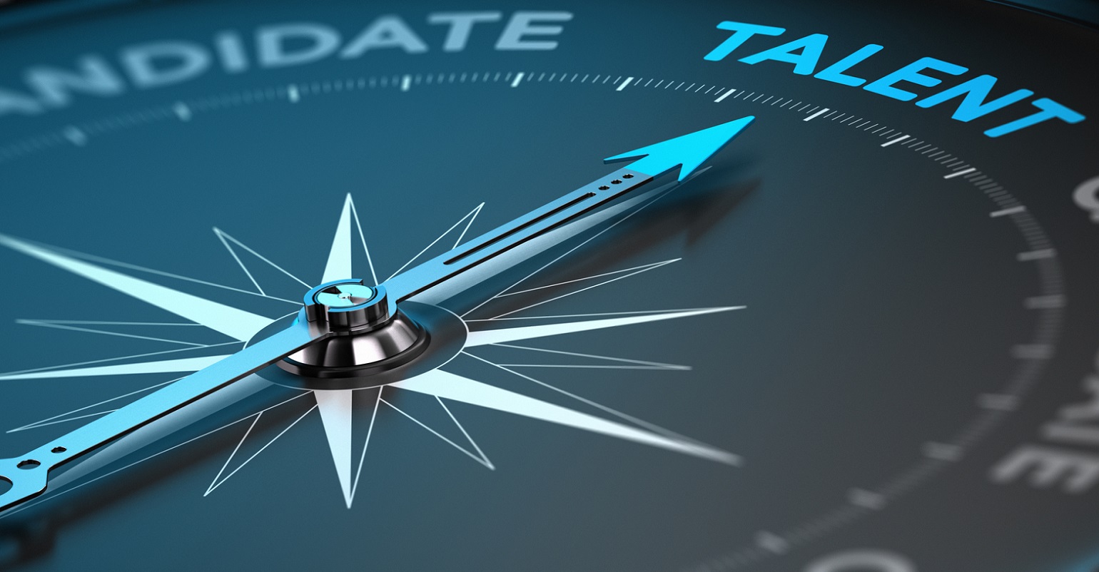 compass hand points to the word "talent"