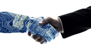 robot shaking man's hand robot shaking man's hand