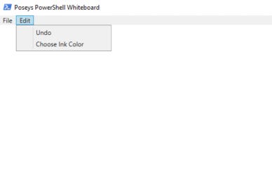 PowerShell whiteboard app's edit menu showing Undo and Choose Ink Colormenu options PowerShell whiteboard app's edit menu showing Undo and Choose Ink Colormenu options