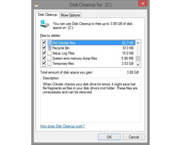 Recovering disk space in Windows 8 and 8.1