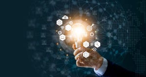 Abstract light bulb with IT trends and technologies Abstract light bulb with IT trends and technologies