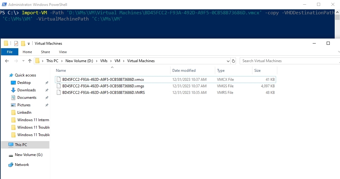 Showing that the .VMCX file is needed