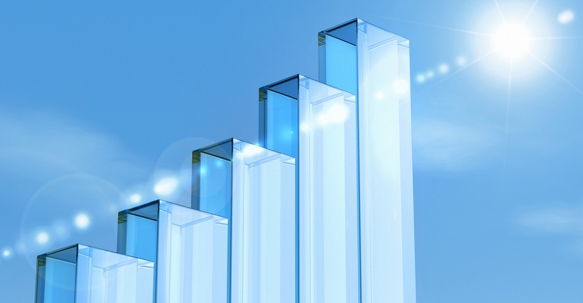 glass pillars forming a bar chart