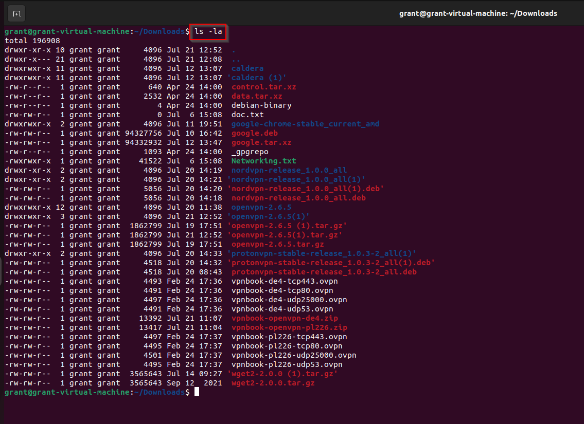 ls -la command example