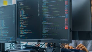 developer monitor screens show software data coding of AI training data developer monitor screens show software data coding of AI training data