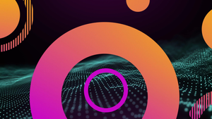 image of abstract colorful gradient shapes and green digital wave against black background image of abstract colorful gradient shapes and green digital wave against black background