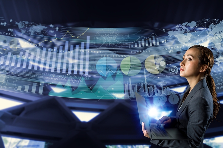 Woman with Digitized concept for Transformation