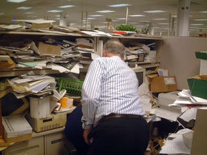 Bob Pease in his office in February of 2003