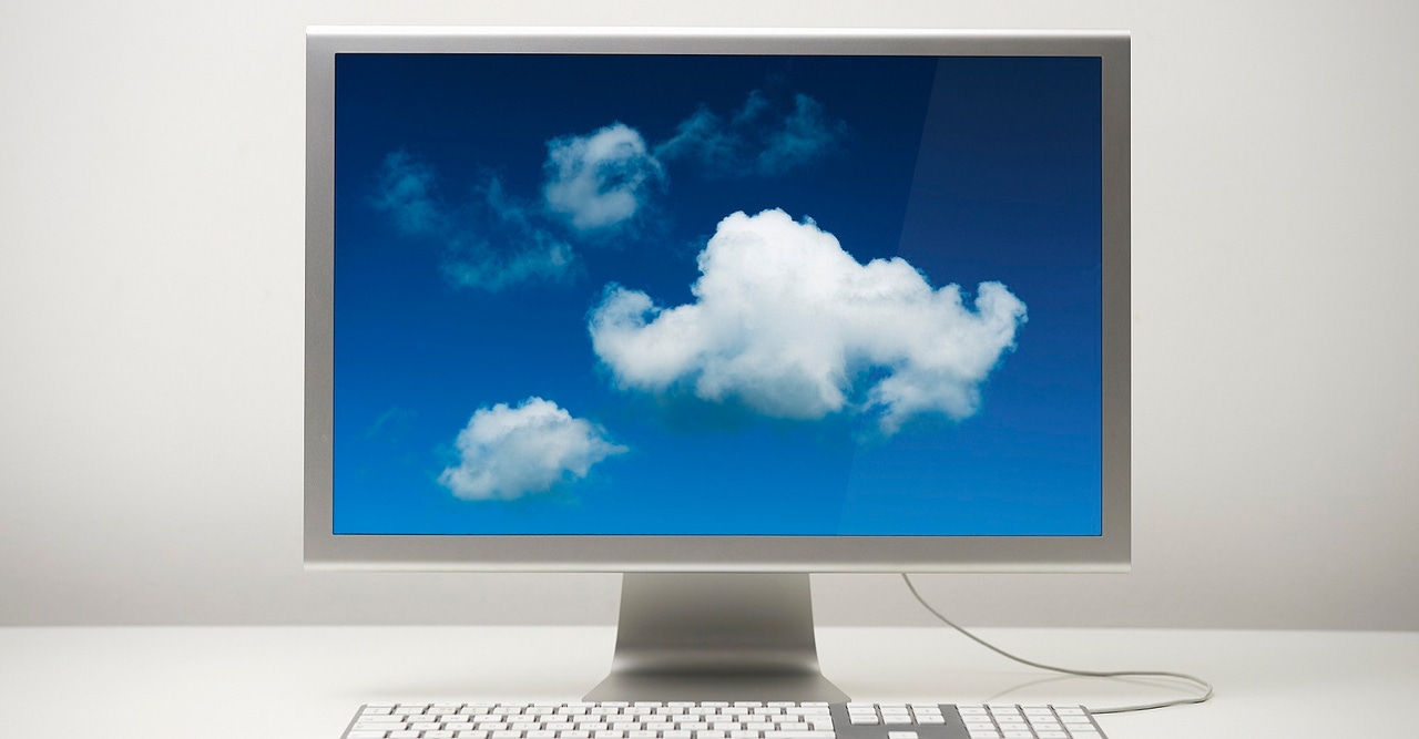 clouds on a laptop screen clouds on a laptop screen