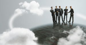 team working in the clouds