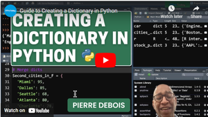 screen shot of video describing Python dictionary creation screen shot of video describing Python dictionary creation