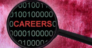 magnifying glass hovering over the word "Careers" with code magnifying glass hovering over the word "Careers" with code