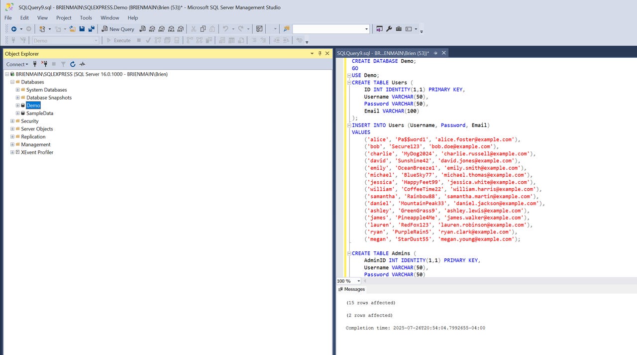 example of a sample database example of a sample database