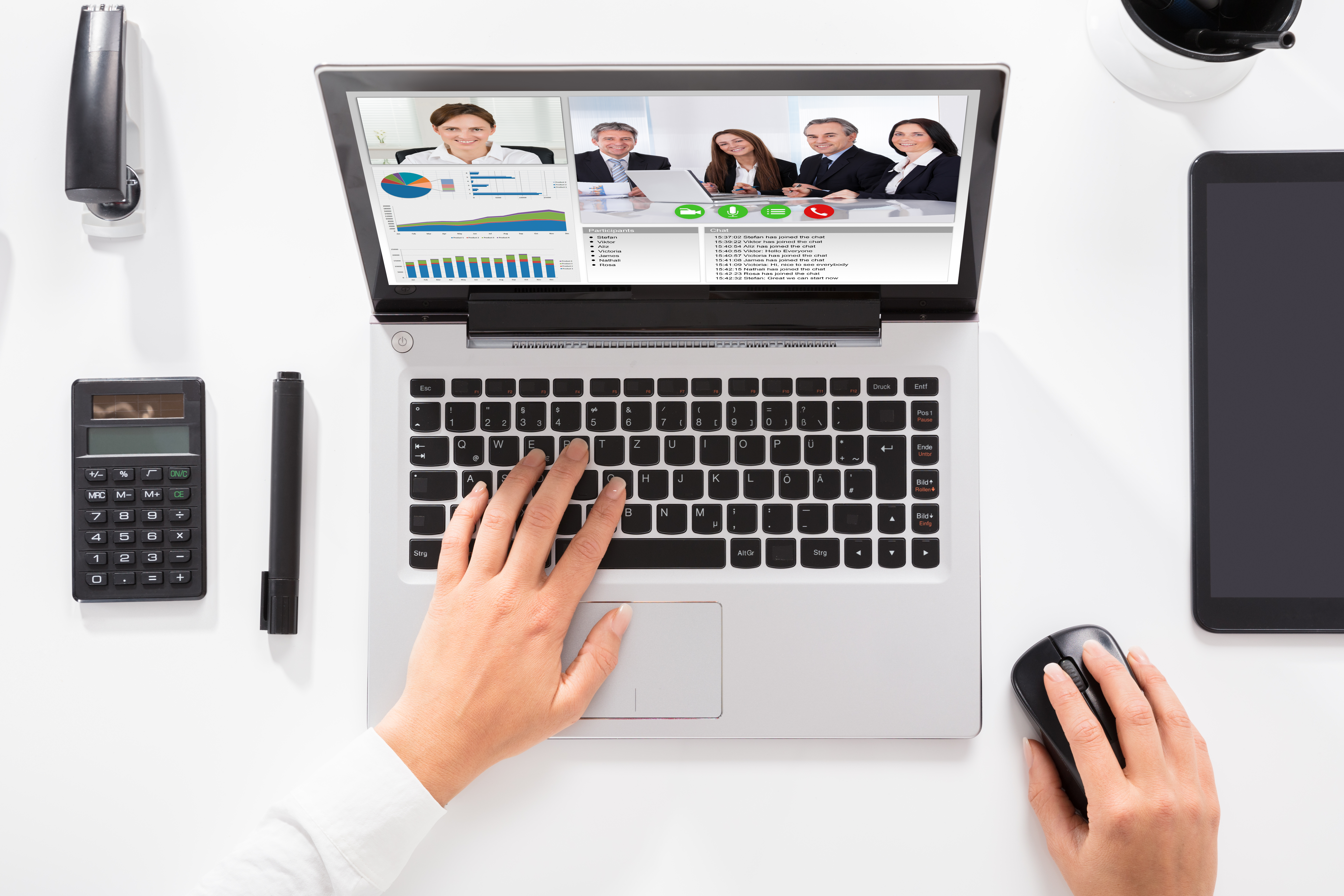 employee working remotely video calling