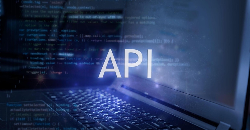 the word API with a laptop and code in the background