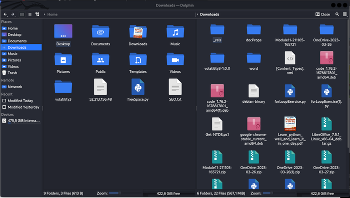 Dolphin file manager interface Dolphin file manager interface