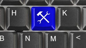 keyboard with blue tool key