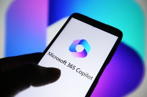 Microsoft 365 Copilot logo is seen on a smartphone screen