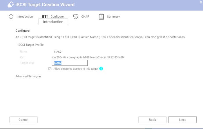 Screenshot of iSCSI Target Creation Wizard Screenshot of iSCSI Target Creation Wizard