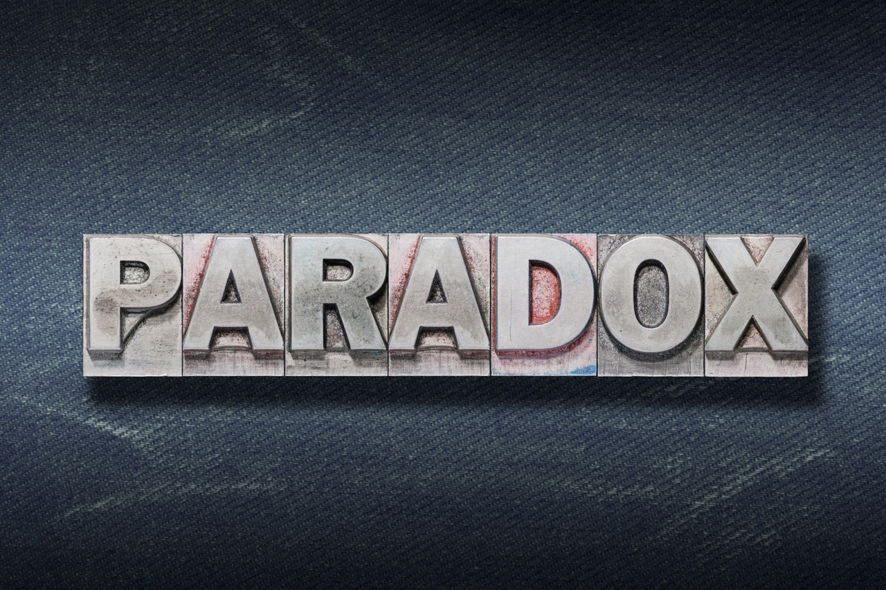 paradox word made from metallic letterpress paradox word made from metallic letterpress