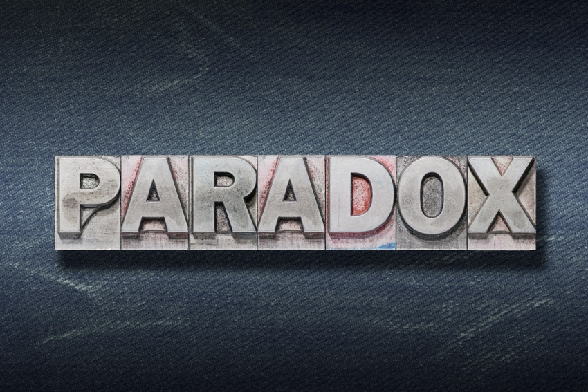 paradox word made from metallic letterpress paradox word made from metallic letterpress