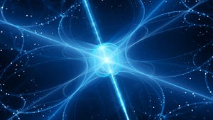 blue glowing futuristic quantum hub