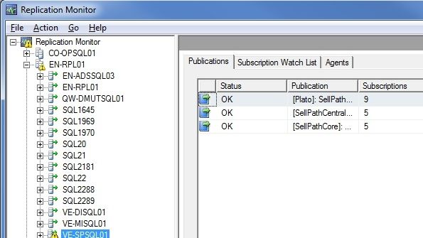 Microsoft SQL Server Replication Monitor screenshot Microsoft SQL Server Replication Monitor screenshot