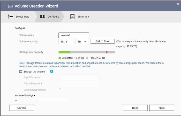 Screenshot of Volume Creation Wizard Screenshot of Volume Creation Wizard