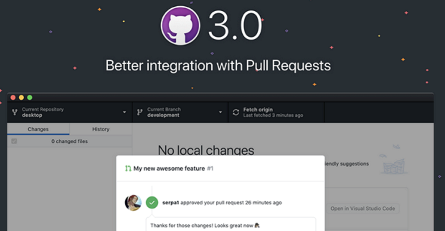 GitHub Desktop 3.0 notification screen
