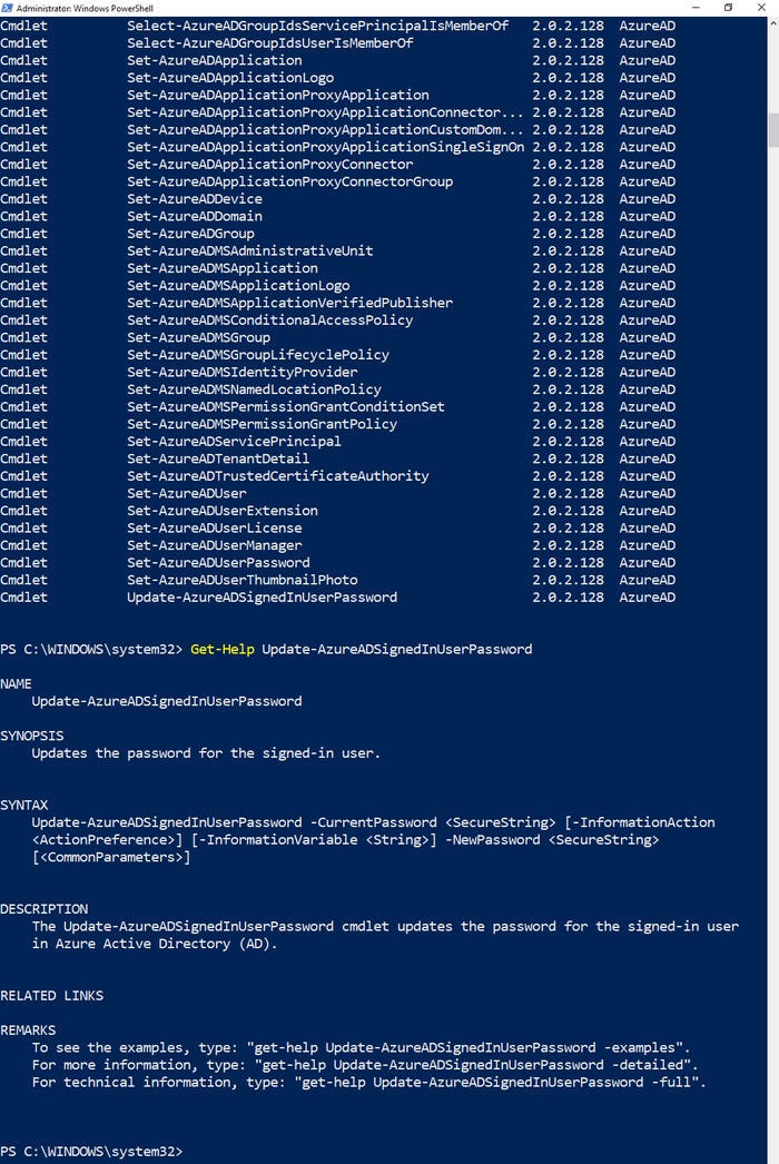 Example of the Get-Help command in PowerShell Example of the Get-Help command in PowerShell