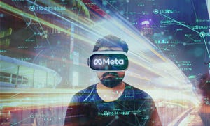 Person Wearing Virtual Reality Glasses In Metaverse