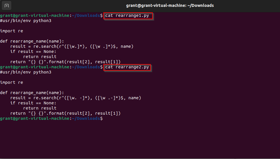 diff command example (before using diff command)