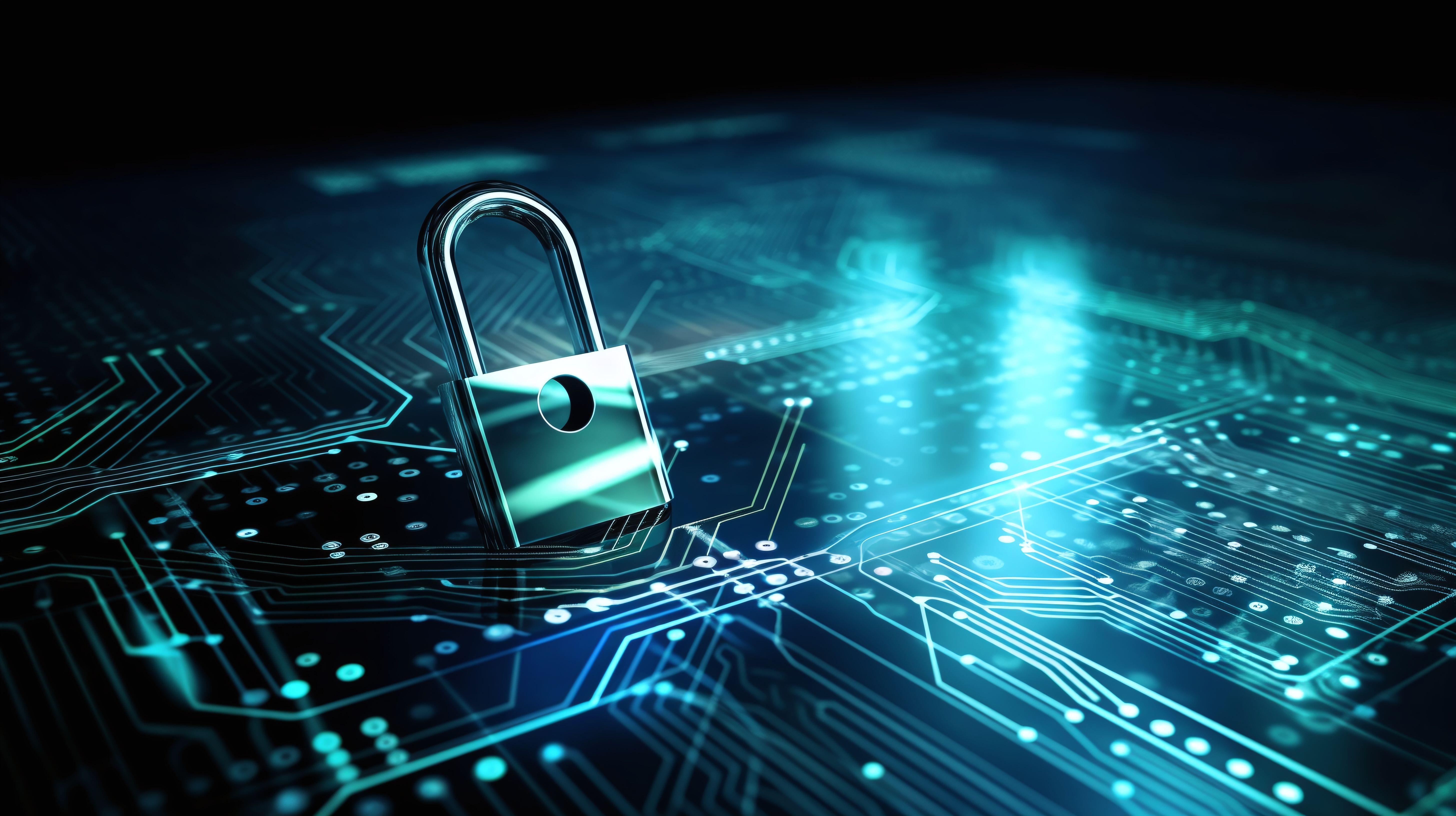 cybersecurity metal padlock