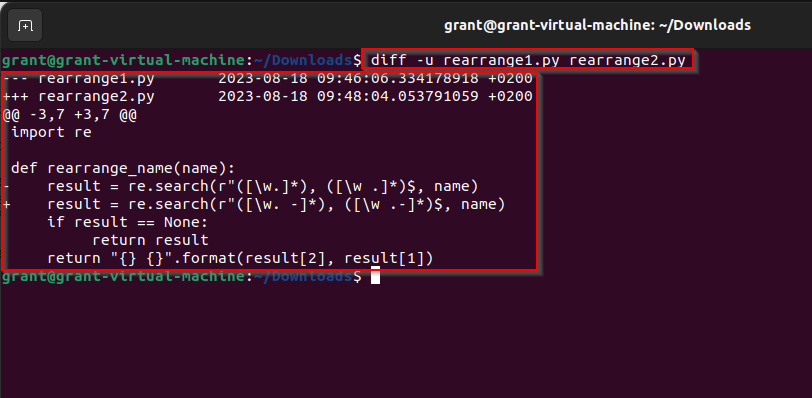 another diff command example