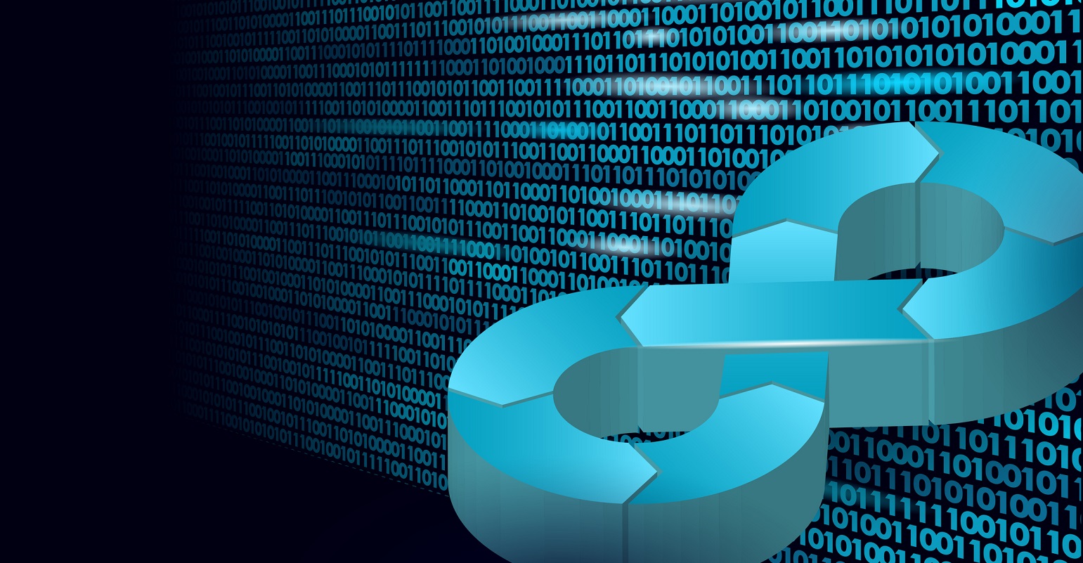 DevOps logo floating in code