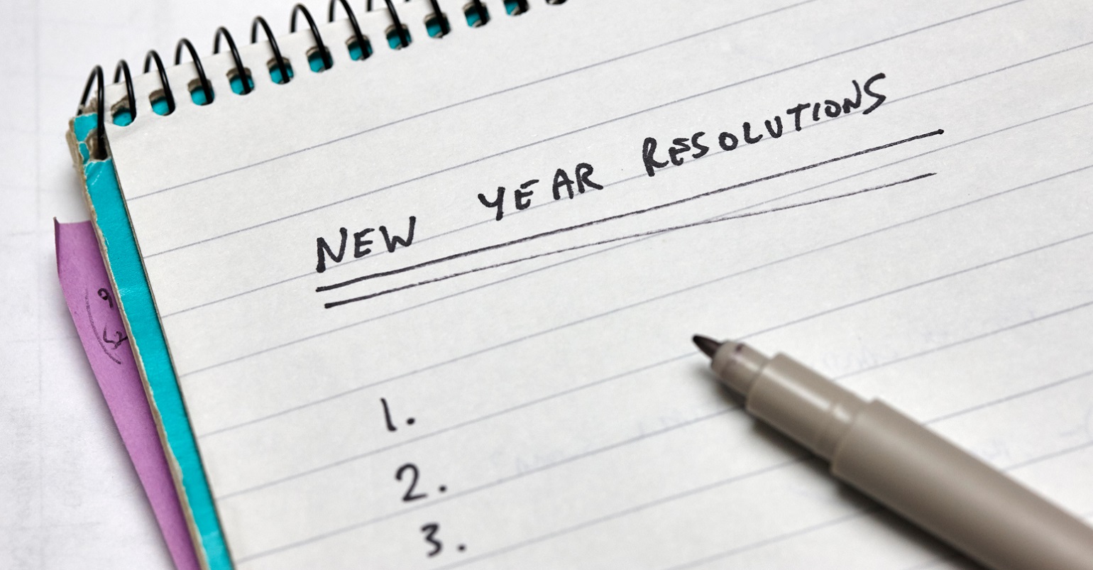 pad with New Year Resolutions on it