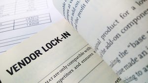 vendor lock-in printed in book with balance sheet in background