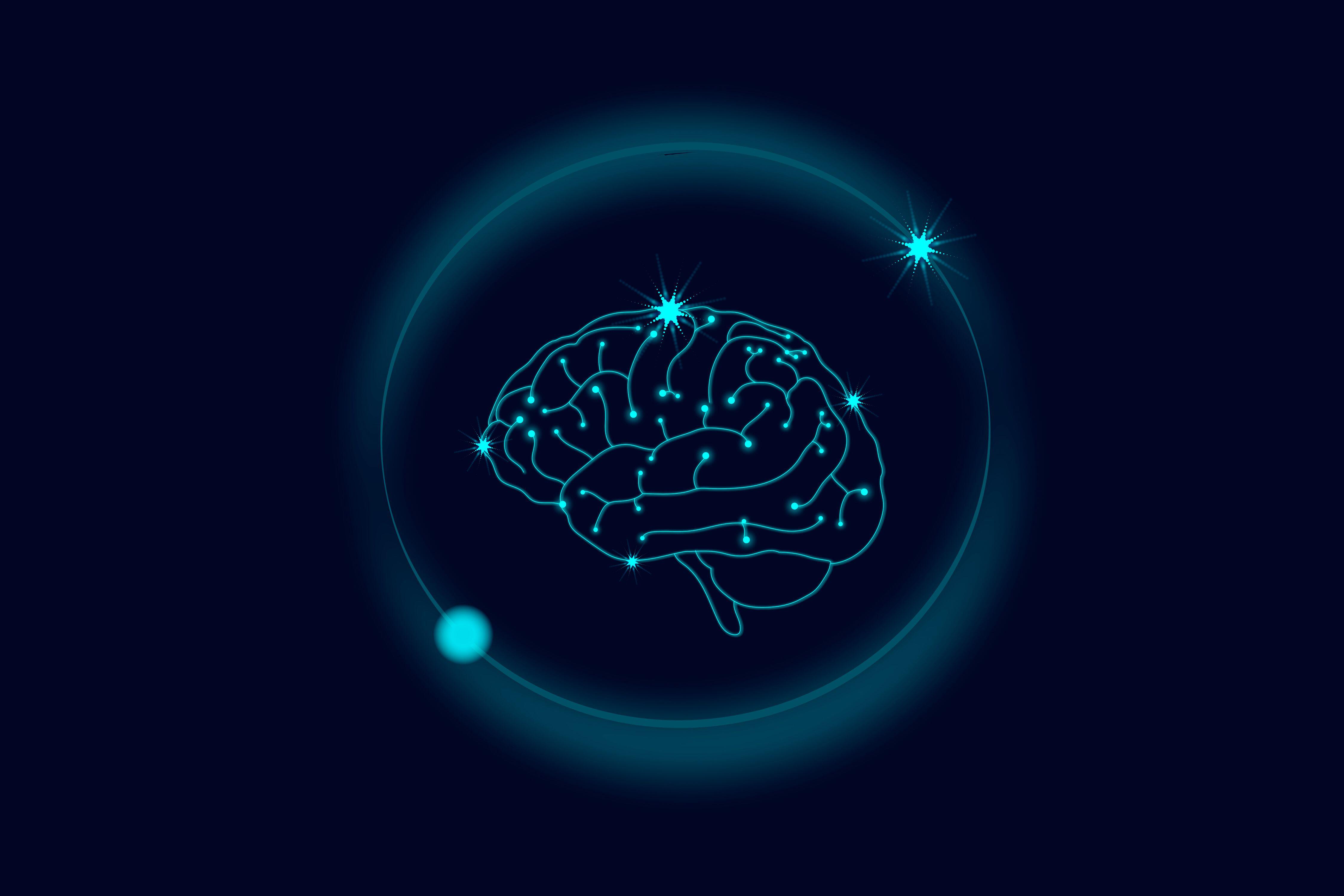 Rendering of a human Brain in a circle
