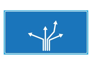arrows pointing in different directions on a blue background