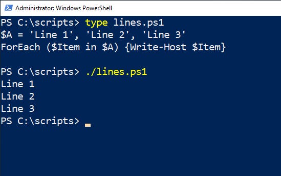 PowerShell example that shows ForEach command method