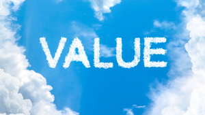 the word "value" spelled with clouds the word "value" spelled with clouds